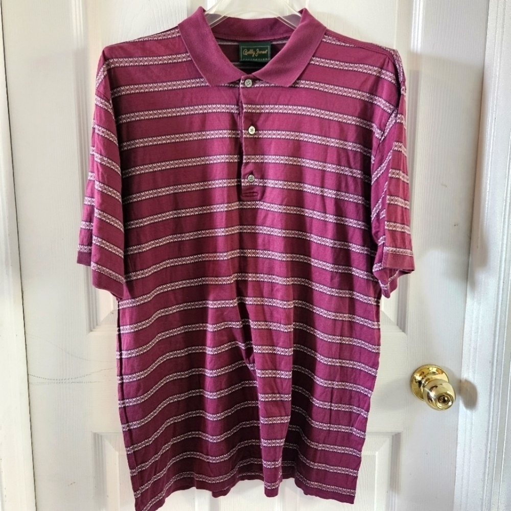 Bobby Jones Collection Polo Red With White Stripes Large
